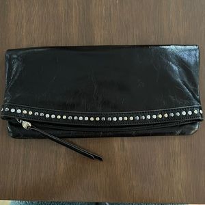 Black Leather Hobo Clutch